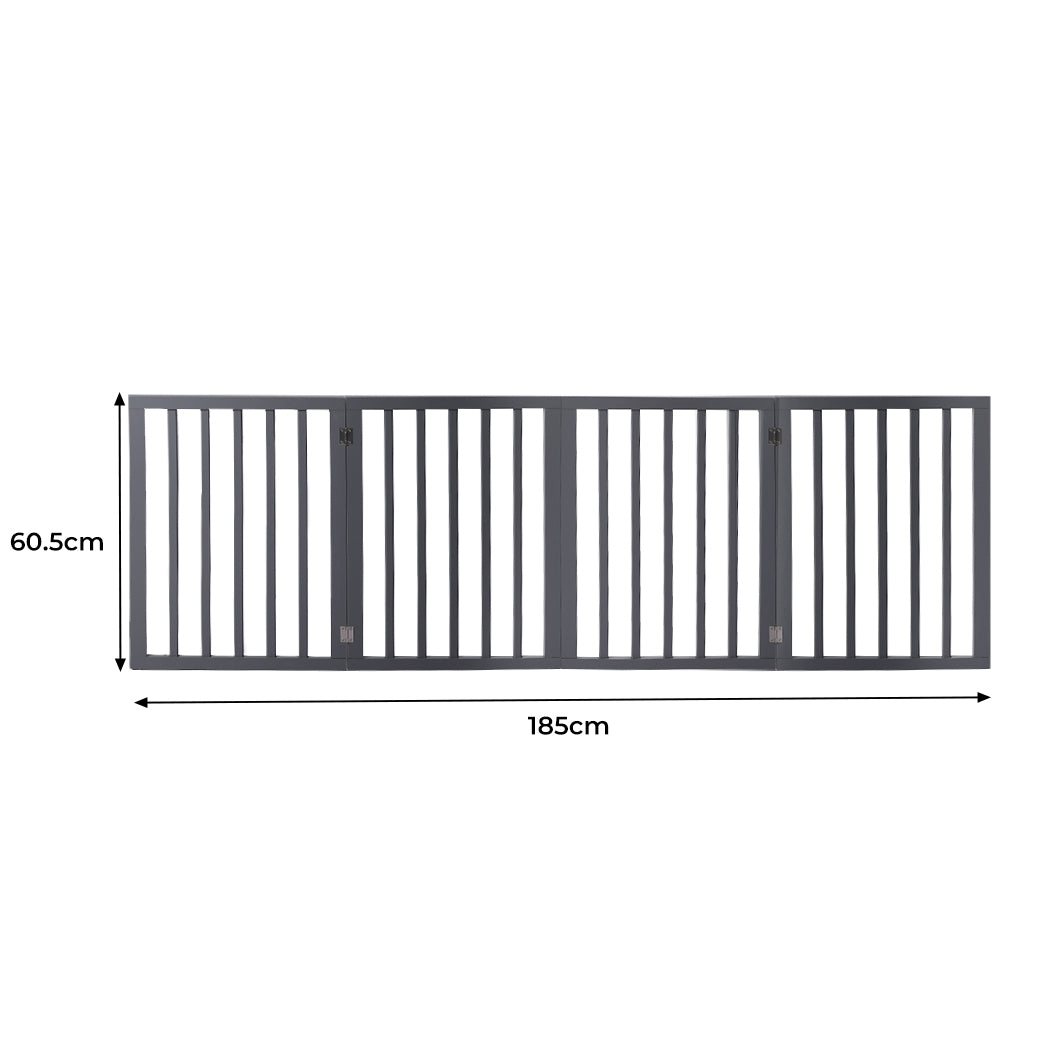 Wooden Pet Gate Dog Fence Retractable Grey 600x 3MM-1864184510149693442